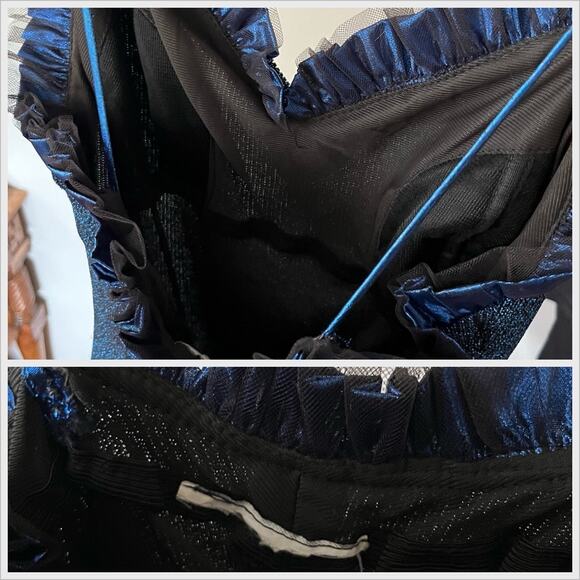 Vintage 80s Blue Metallic Prom Dress Lurex Lamé Formal Disco // Size XS - Picture 4 of 7